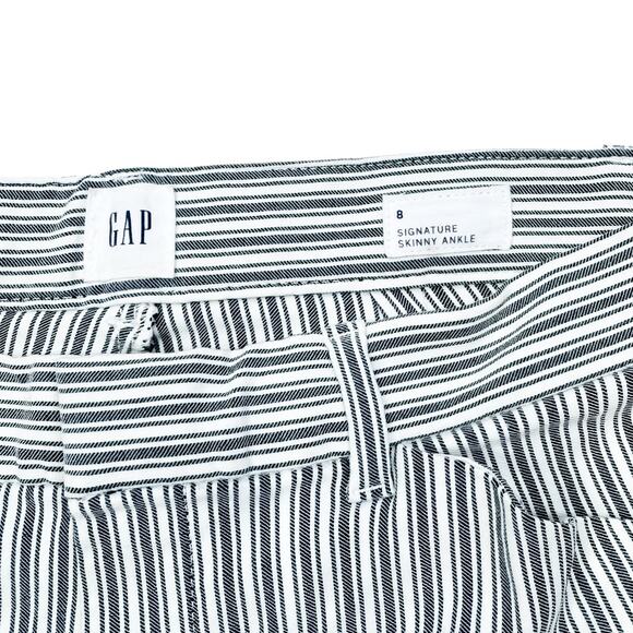 GAP Signature Skinny Ankle Striped Pants - Size 8 - Picture 5 of 5